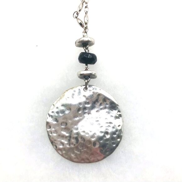 None Jewelry - Silver Pendant Necklace with Natural Stone Tiger's Eye Beads